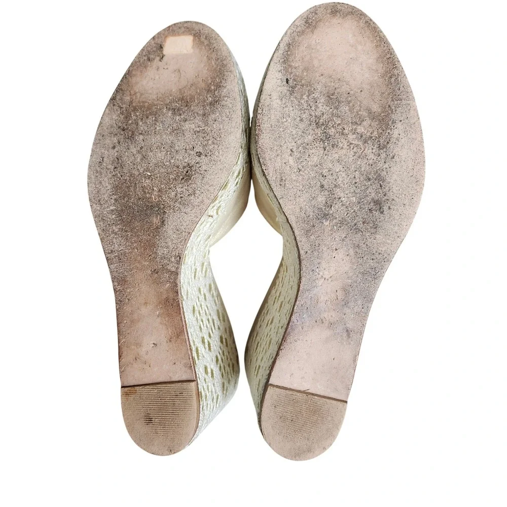 Ramon Tenza Wedge Sandals‎ Womens 6 Gold Metallic Lace Platform Slide Spain Euro